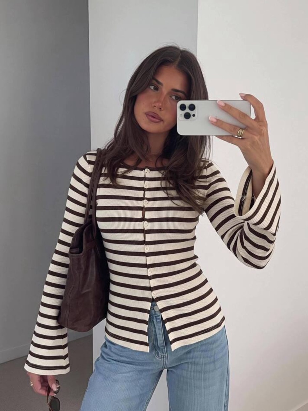 Siren Gaze New Women's Striped Flare-Sleeve T-Shirt For Autumn,Sleeve Blouse
